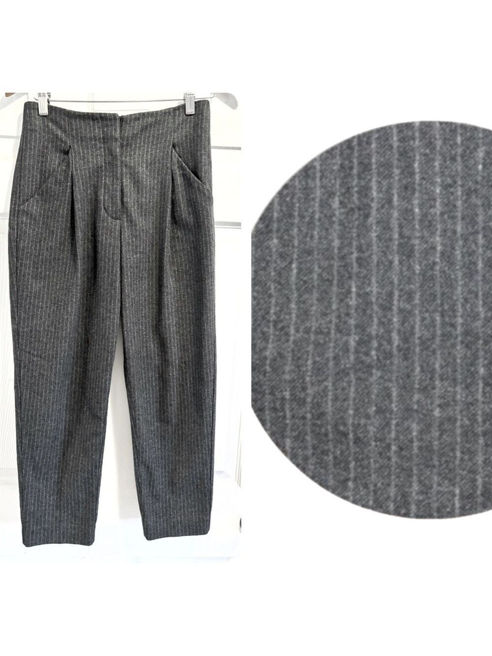 Aritzia WILFRED Chambery PantsWool
Cashmere Stripe Grey High Rise Trousers Sz 2